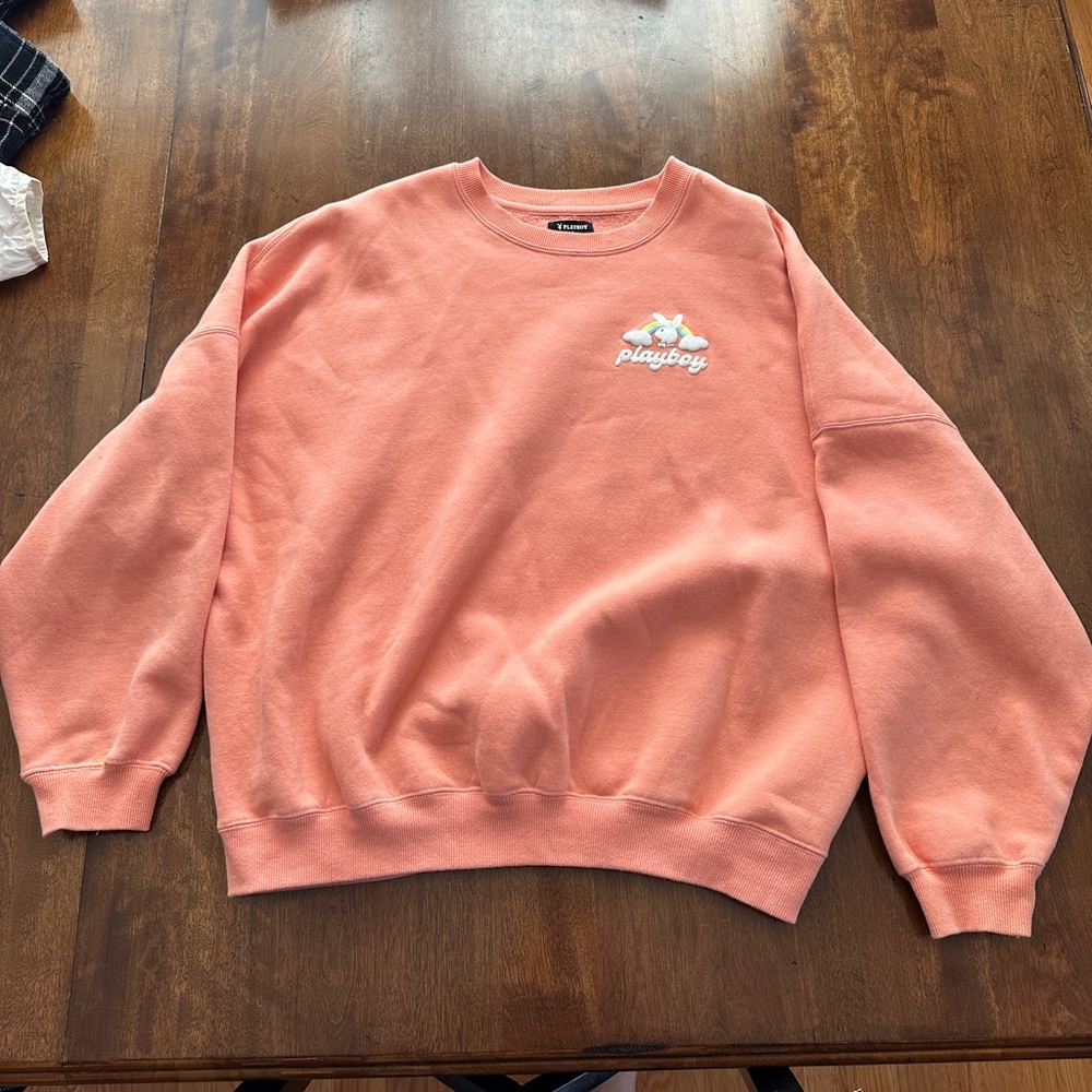 PLAYBOY Woman’s Peach Crewneck Sweater